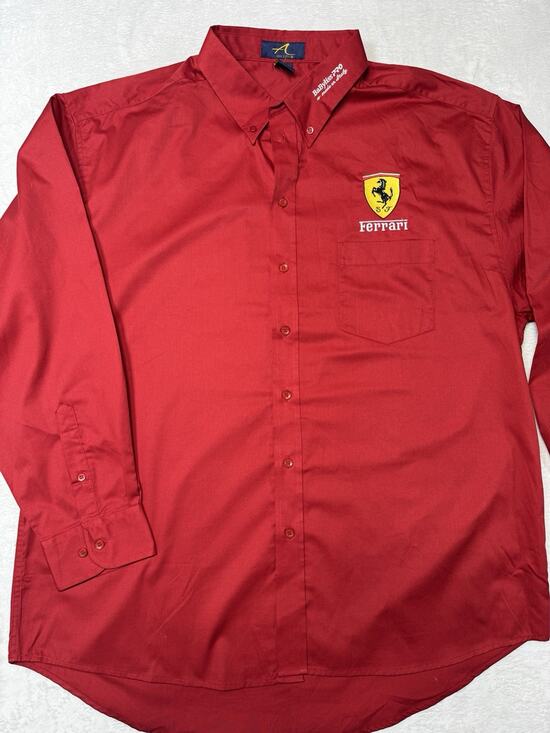 Ash City Ferrari BaBylissPRO Button Down Shirt Red Long Sleeve Men Size XL NWT